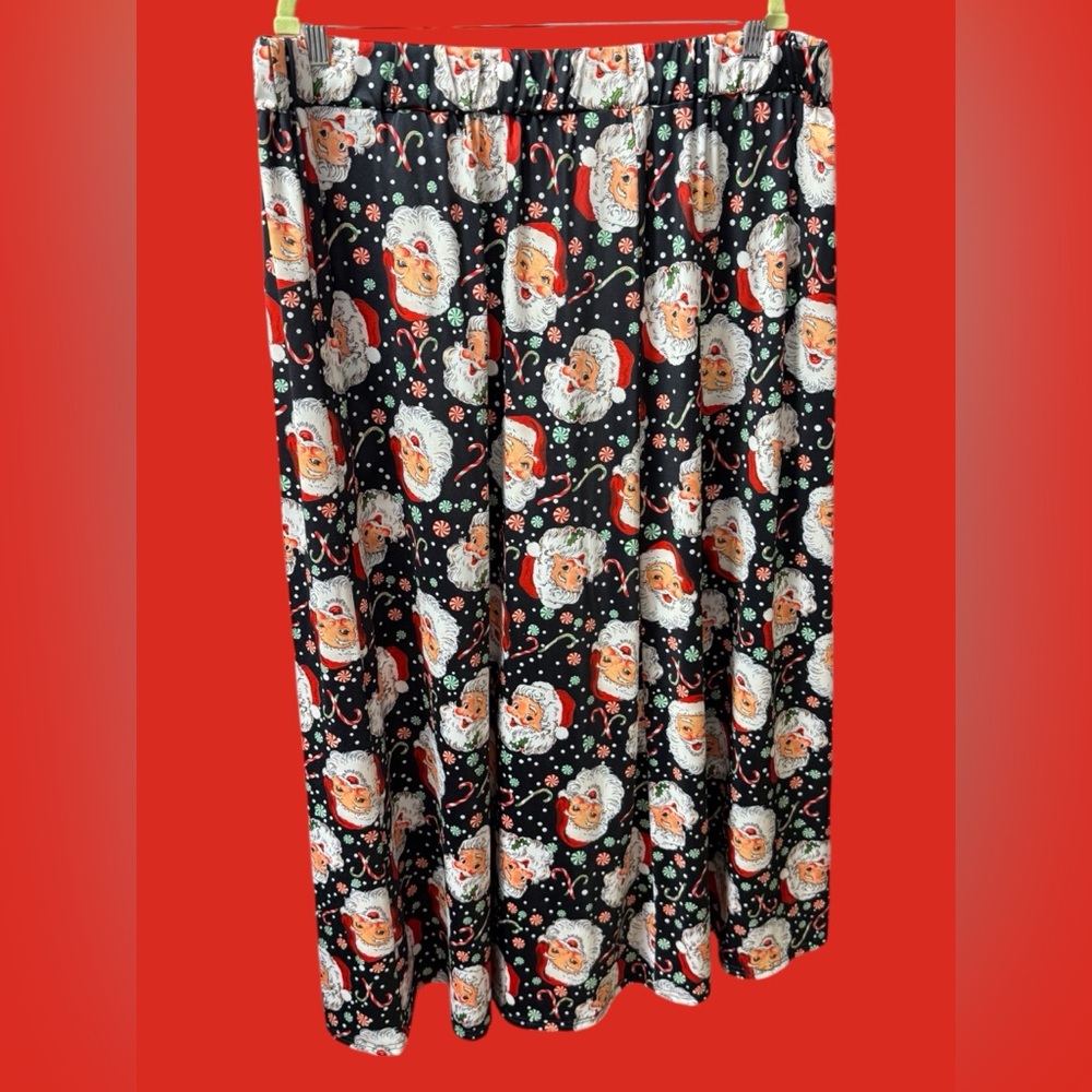 Christmas Santa Claus full length long skirt plus size 3X elastic waistband
